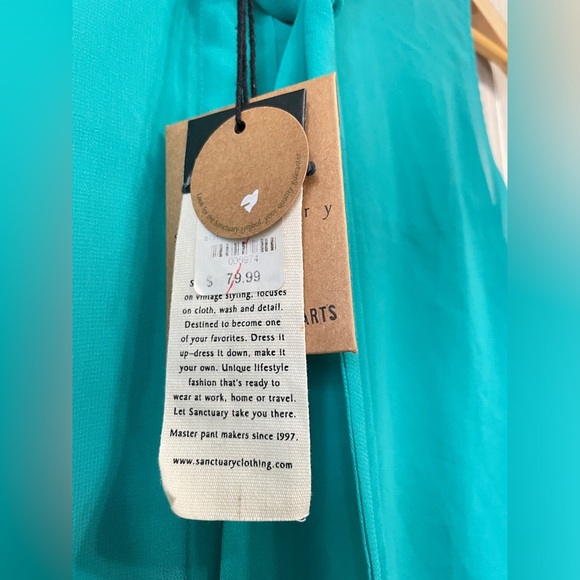 Sanctuary Sleeveless Button Down Tie Blouse Sheer Surf Teal Size S NWT - Picture 3 of 4